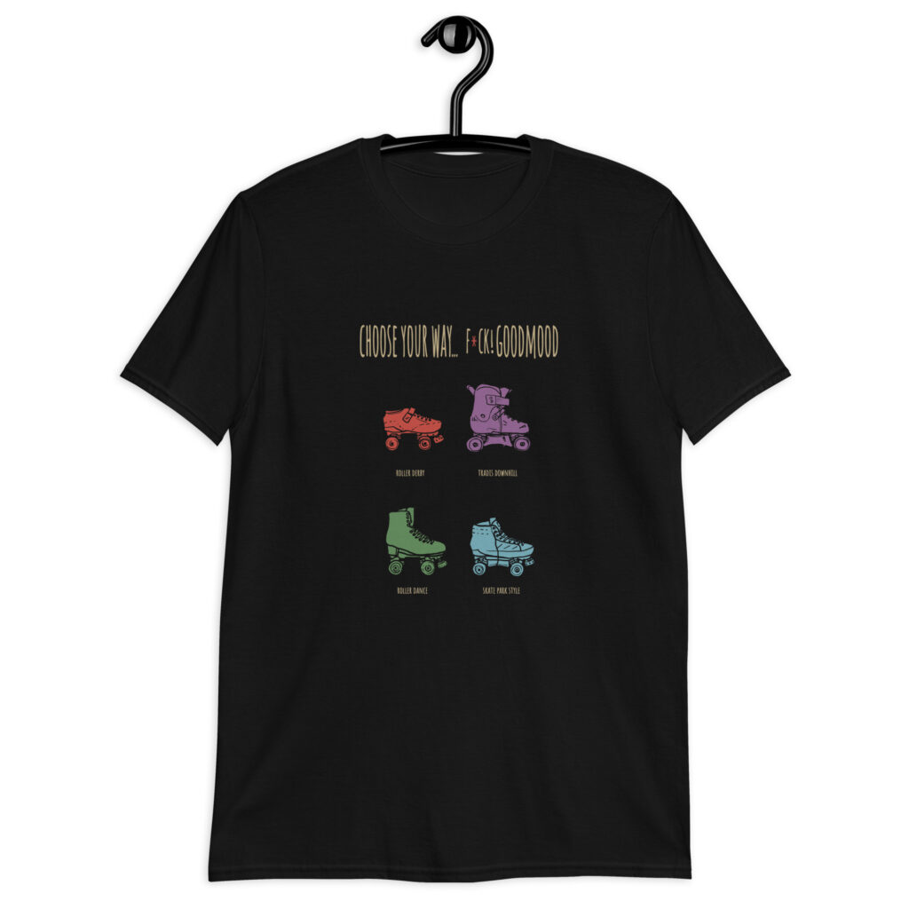 Camiseta con cuatro estilos de patines quads